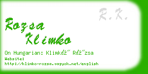 rozsa klimko business card